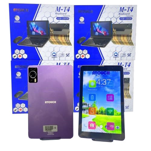 Atouch M-T4 Tablet PC with Keyboard - 8" - 256GB ROM - 8GB RAM - 5G SIM Enabled + WiFi - 8000mAh - Violet.