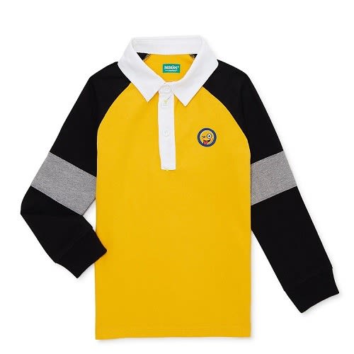 Garanimals 365 Kids Boys Long Sleeve Colorblock Raglan Polo Shirt.