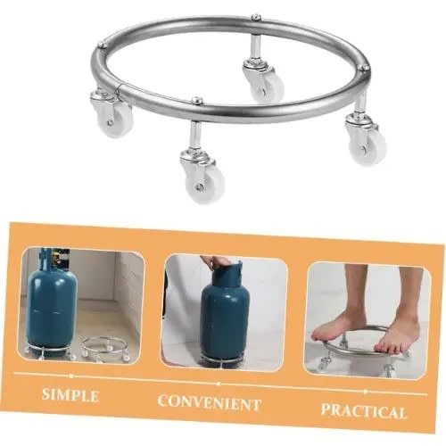 Movable Gas Cylinder Standing Base With Wheels - Adjustable.