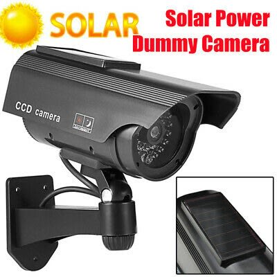Solar Powered Dummy CCTV Camera With Flashing Led Light - Black.