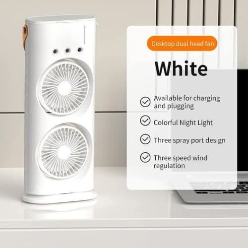 Rechargeable Dual Head & Rotating Air Cooler Fan & Air Purifier With Remote Control