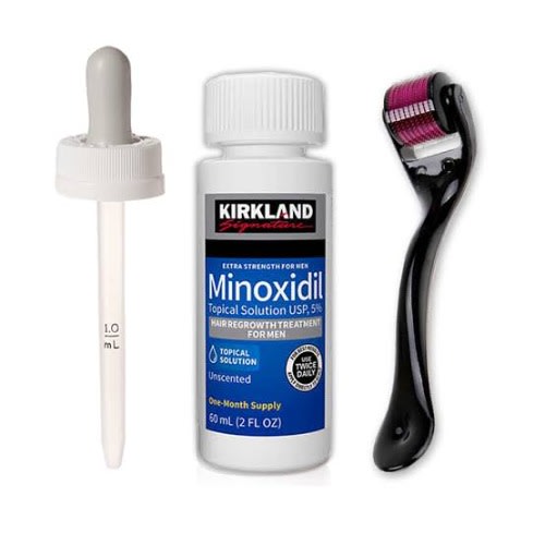 Kirkland Signature Minoxidil 5% Hair & Beard Regrowth With Applicator  And Dermaroller Tool - 60ML.