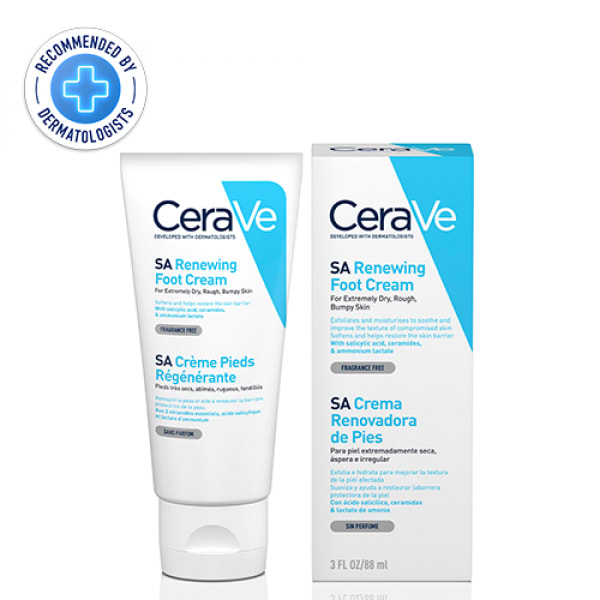 Cerave Sa Renewing Foot Cream For Dry Rough Bumpy Skin W/ Salicylic acid, Ceramides & Ammonium lactate.