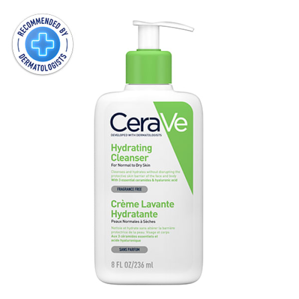 Cerave Hydrating Cleanser For Normal To Dry Skin With 3 Ceramides & Hyaluronic Acid 236ml.