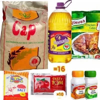 Cap Rice 10kg Mamador Oil Tomato Curry Knorr Chicken Christmas Hamper.