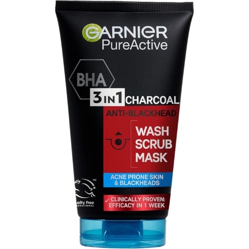 Garnier Pure Active 3-in-1 Charcoal Face Wash- Anti Blackhead- Suitable For All Skin Types - 150ml.