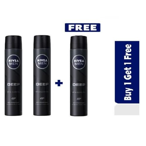 Nivea Men Deep Anti-perspirant Spray For Men, 72h - 200ml Buy 2 Get 1 Free.