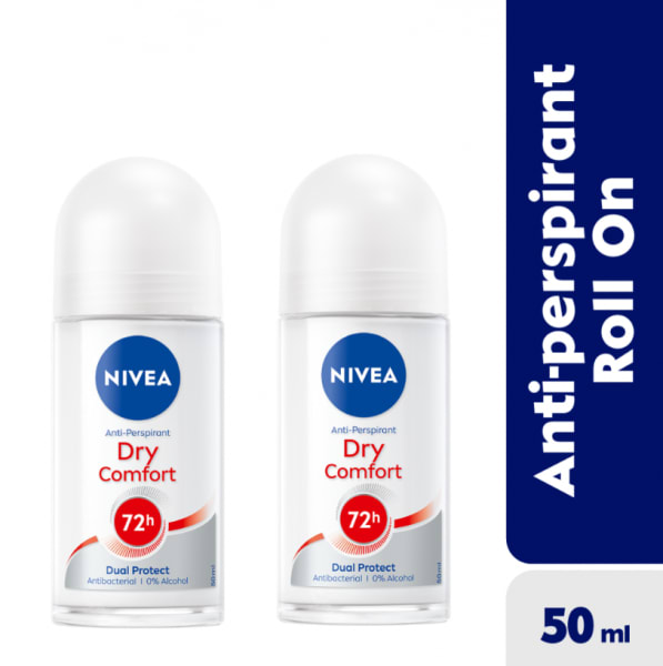 Dry Comfort Antiperspirant Roll-on For Women - 72h - 50ml - Pack of 2.