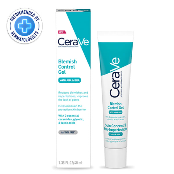 Cerave Blemish Control Gel With Aha & Bha With 3 Essential Ceramide, Glycolic & Lactic Acid - 40ml.