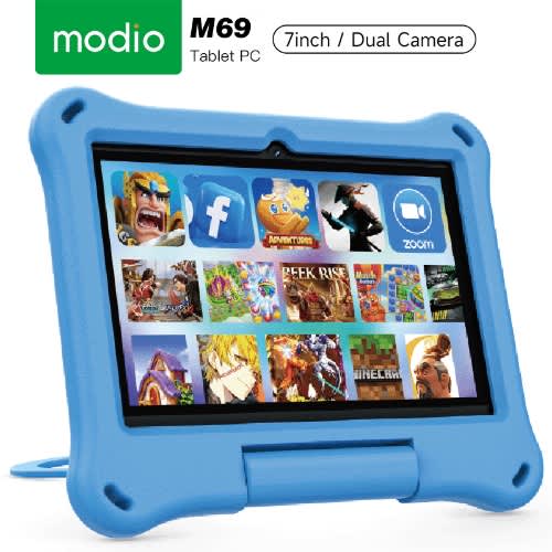Modio M69 Kids Android Tablet - 7"HD - 128GB ROM - 6GB RAM - 5G WiFi - 3000mAh - Blue.