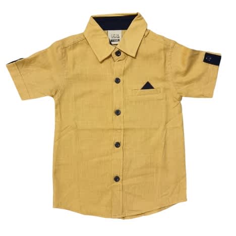 Mustard yellow short sleeve button up clearance