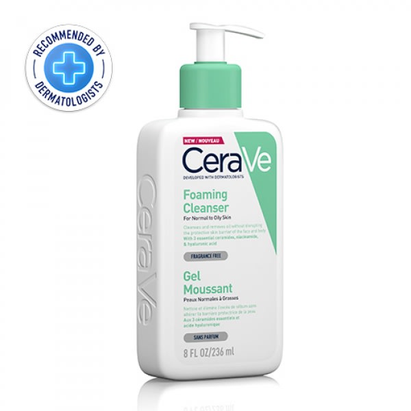 Cerave Foaming Cleanser for Normal to Oily Skin with Niacinamide and 3 Essential Ceramides 236ml.