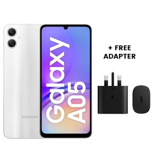 Galaxy A05 - 6.7" - 4GB RAM - 64GB ROM - 50mp Camera - 5000mAh - Sliver - Plus Free Adapter.