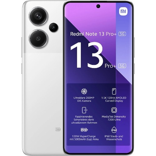 Xiaomi Redmi Note 13 Pro+ 5G - 6.67" - 512GB ROM - 12GB RAM - Dual SIM - 200MP - 5000mAh - White.