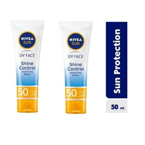 Nivea Sun UV Face Shine Control Cream Spf 50 - 50ml (Pack Of 2).