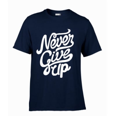 Never Give Up Print T-shirt - Navy Blue. It's yours, grab it!