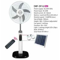 Duravolt 16 Inches -3 In 1 Rechargeable Fan +solar Panel + 2-bulbs