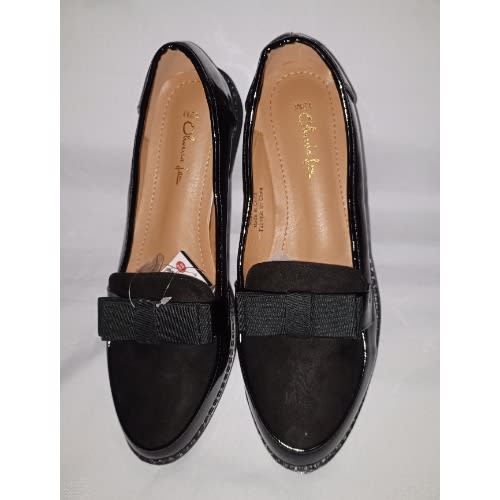 NK Minimalist Bow Decor Female Black Loafers.