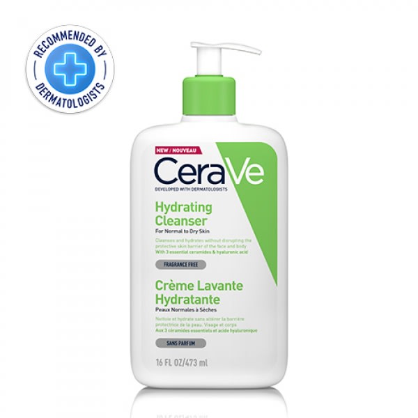Cerave Hydrating Cleanser for Normal to Dry Skin 473ML with Hyaluronic Acid and 3 Essential Ceramides.