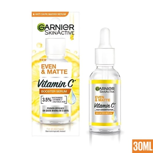 Garnier Skin Active Even & Matte 3.5% Vitamin C Skin Brightening Booster Serum 30ml.