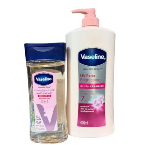 Vaseline body Oil - 200ml + Vaseline Healthy Uv Brightening X7 - 490ml.