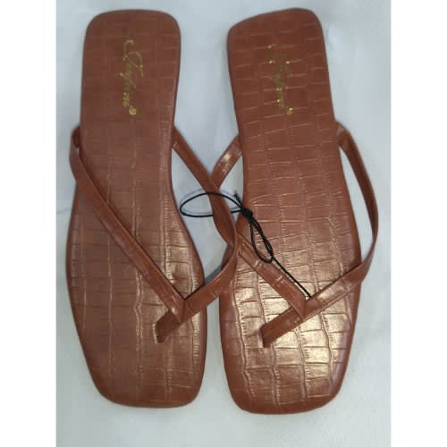 Max Collection Croc Leather Thong Ladies Flat Slippers.
