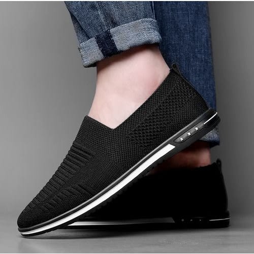 Conrad Mesh Slip On Sneakers - Black.
