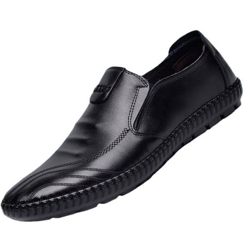 Business Men's Leather Loafers - Slip On - Black.