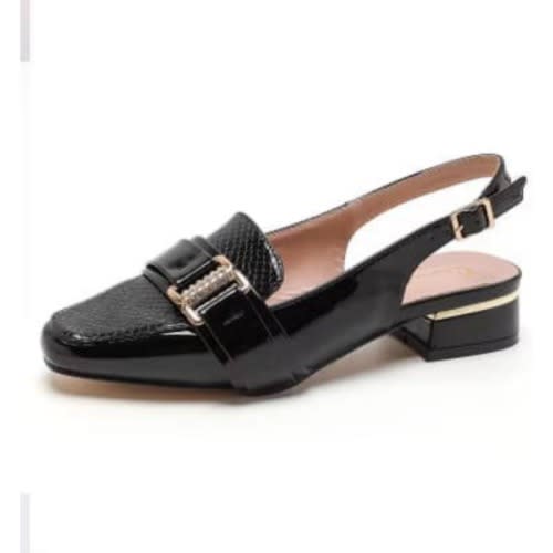 Olivia Slingback Short Heel Women Sandal - Black.