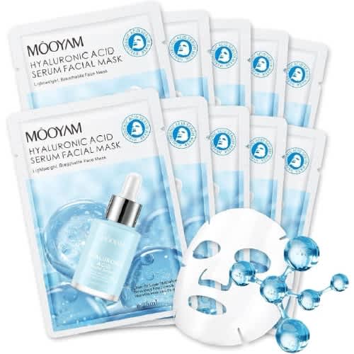 Hyaluronic Acid Face Sheet Mask- 12 sheets.