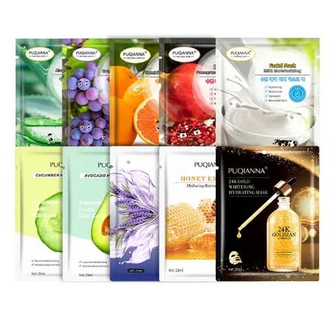  A&S 10 Set Facial Face Mask Sheet Aloe Pomegranate 25ml.