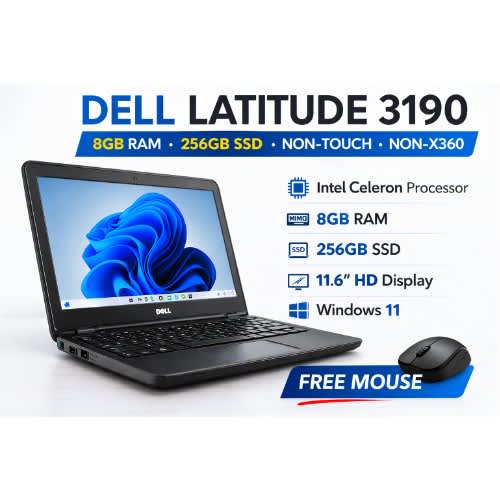 Latitude 3190 Business Laptop – Intel Celeron – 8GB RAM – 256GB SSD – 11.6" Hd – Win 11
