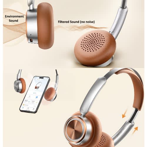 Retro Design Noise-cancelling Wireless Bluetooth 5.4 Headphone - Model Rb830hb Brown - View 6