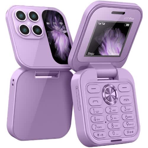 I17 Pro Mini Flip Phone With Fm Radio Magic Voice Blacklist Speed Dial Vibration - 4000mAh - Purple - View 1