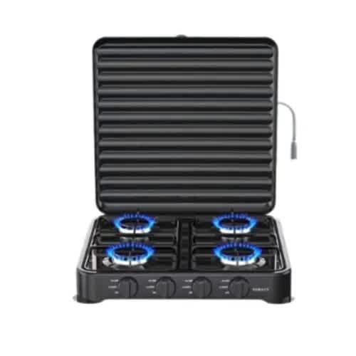 4-burner Gas Stove - Cast Iron Burners Auto-ignition - Black - 8.8kw - View 3
