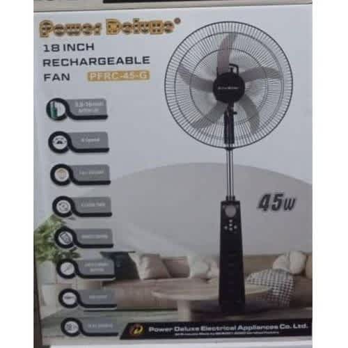 Power Deluxe 18" Rechargeable Fan With Remote + Led Light - 45w - View 2