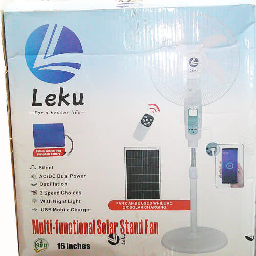 Leku 16" Multi-functional Solar Rechargeable Fan With USB Mobile Phone Charging Port & FM Radio - View 3