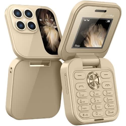 Foldable I17 Pro Mini Mobile Phone With Fm Radio - 4000mAh - Gold