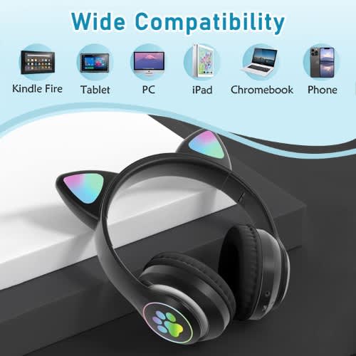 Cat Wireless Headset With Rgb Light - Multi-purpose Stn-28 - Black - View 4