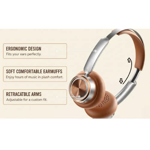 Retro Design Noise-cancelling Wireless Bluetooth 5.4 Headphone - Model Rb830hb Brown - View 7