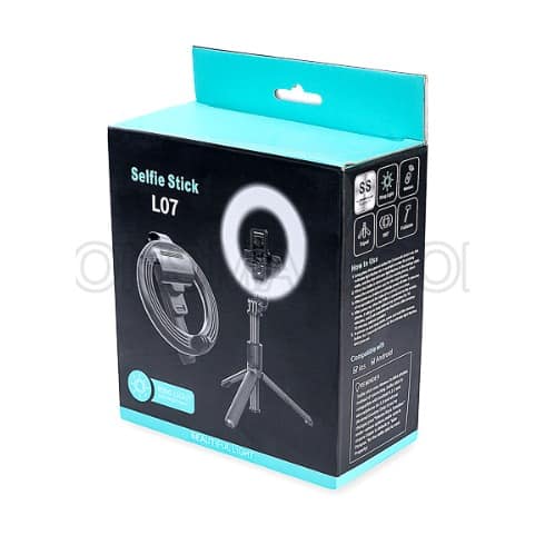 L07 Bluetooth Selfie Stick Tripod With Ring Light & Remote Control - View 3