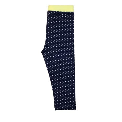 Girls Leggings Navy Blue & Neon Yellow - View 4