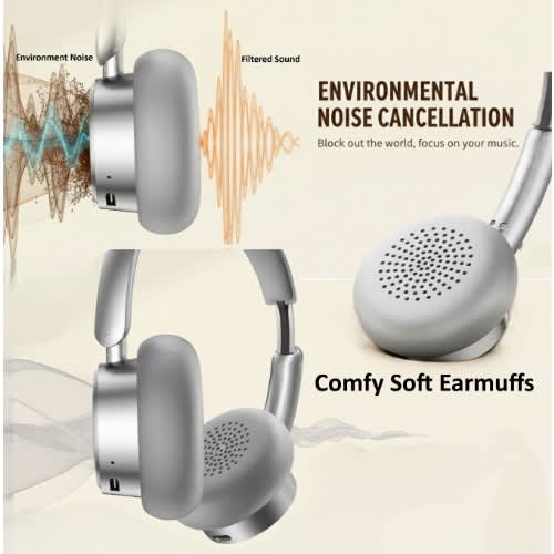 Bluetooth 5.4 Retro Headphone With 65hrs Battery & Noise Cancellation -rb-830bh- Silver - View 3