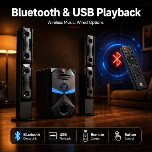 DJ 8661 Hi-fi Multimedia Speaker System Bluetooth, Dynamic Bass Boost, Led Display - View 7