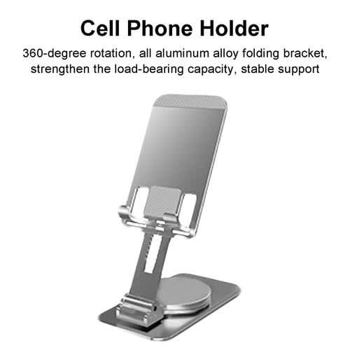 Phone Holder Stand 360° Rotating Aluminum Alloy Phone Stand Stable Grey - View 2