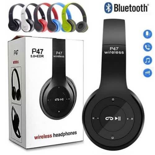 P47 5.0 Wireless Bluetooth Stereo Foldable Headphone - Black - View 2
