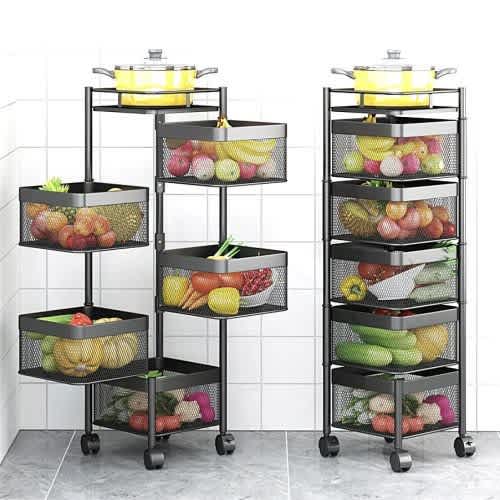Rotatable Kitchen Multipurpose Storage Trolley Basket 5 Tier - View 1
