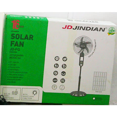 JDJindian 16" Solar Rechargeable Standing Fan With Solar Panel - View 2