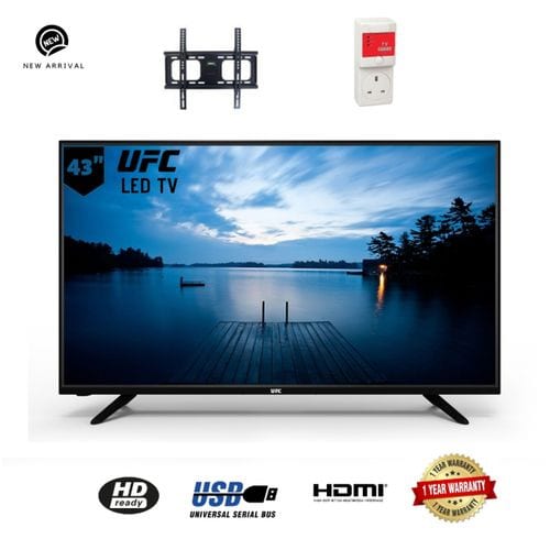 UFC 43" LED TV With Wall Bracket And TV Guard- Black