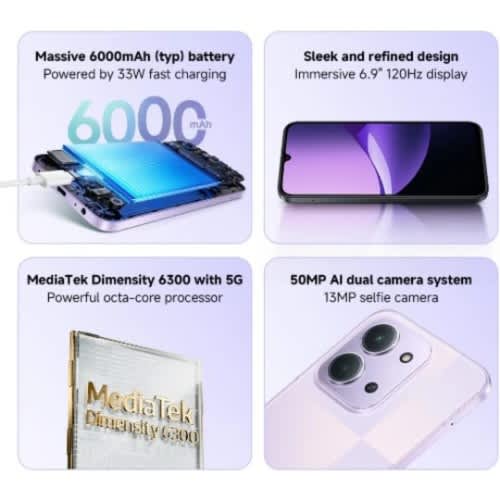 Redmi 15c 5g - 6.9" - 128gb Rom - 4gb Ram - Dual Sim - Fingerprint -6000mah -purple - View 2